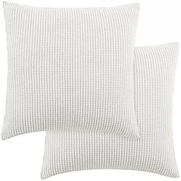 Sett med 2 strekkbare sofaputetrekk i bomull 40x40cm, moderne stue-stil, beige