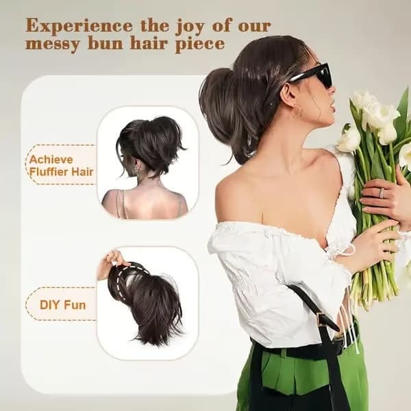 Messy Bun Hårextension, Hestehale-extension med klemme Q8