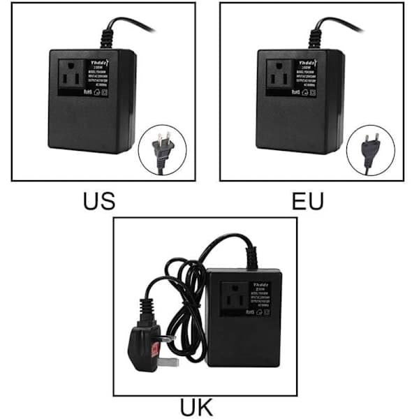 200W AC 220V til 110V Smart og Effektiv Nedtransformator for Hjemmebruk, Spenningsomformer, Reiseadapter