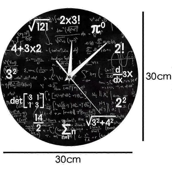 Matematisk väggklocka, matematikklocka, för barn matematikformler ikoner väggklocka klassrumsdekor, present till