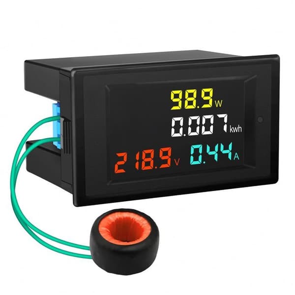 Multifunktionell digital voltmeter-amperemeter 80-300 V AC med färg-LCD-display och 100 A strömtransformator D69-2049