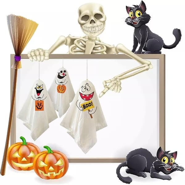 Halloween trasdocka dekorationer, set med 3 Halloween minispöken
