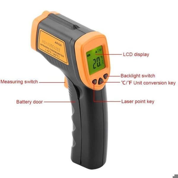 SENSOR AR320 Digitalt infrarødt termometer, berøringsfri LCD-skærm, digitalt laser-infrarødt termometer -32 °C til 380 °C