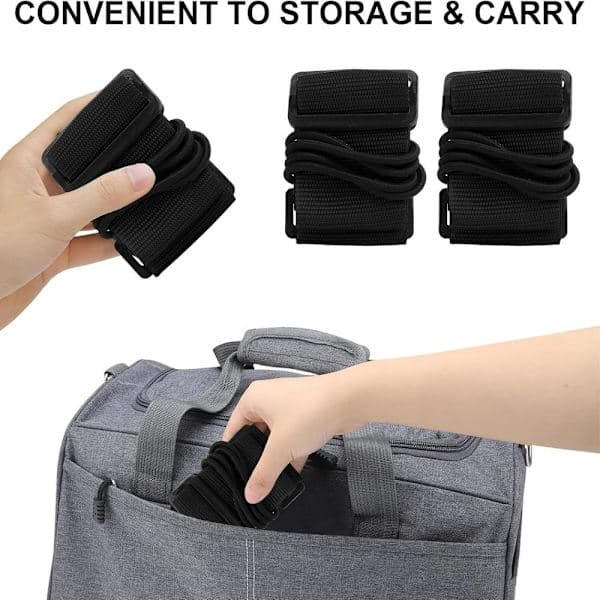 2-pack elastiska bagageremmar, justerbara resväskremmar för att säkra väskor, bärbara resetillbehör 2 svarta 2 Black