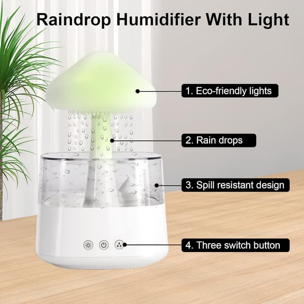 Nattlys Sky Regn Luftfukter med LED-lys Mikro Aromaterapi Diffuser, Søvn Avslapning Stemning Vanndråpelyd Gave