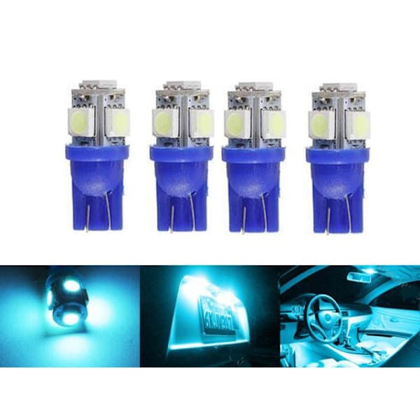 T10 w5w Blå LED med 5 stk 5050SMD chip 12v DC 4-pak 6000k vit 4-pack