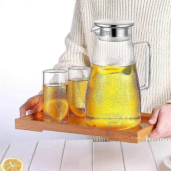 Blyfri borosilikatglas karaffel kande til mælk og rød 1800ml