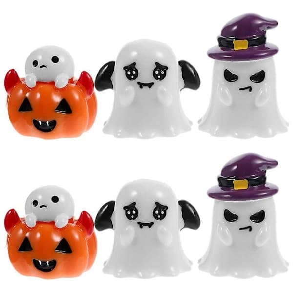 Halloween Resin Ornament Dekoration 6 stk. Assorterede Farver