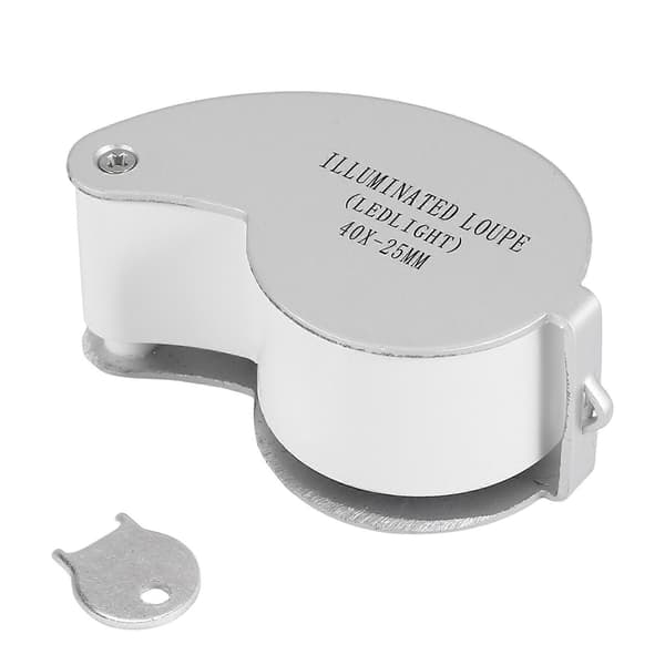 Juvelerglasluppe 40X 25mm Øjenforstørrelsesglas 2 LED-lys
