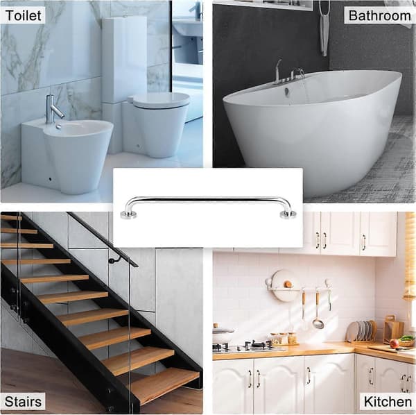 Badeværelse sikkerhedsgreb, rustfrit stål (2-pak) Brusegreb sikkerhedsgreb til badekar, bruser, toilet, 60 cm