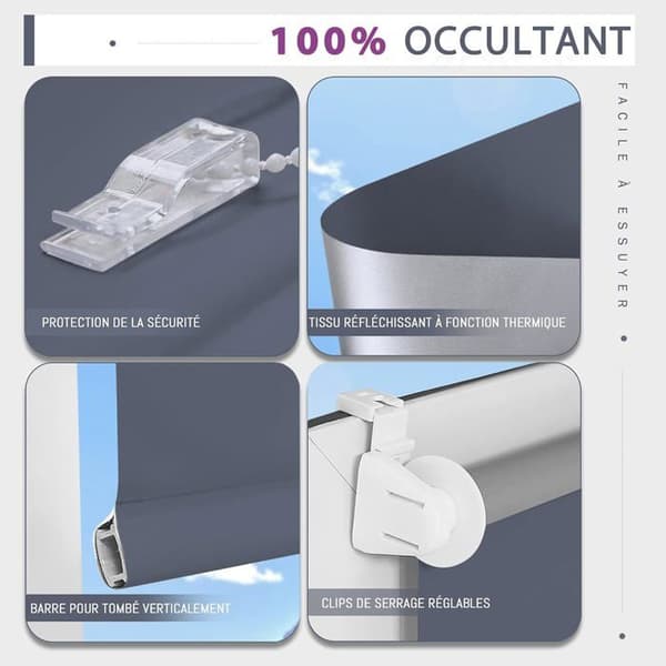 Mørkleggende Rullegardin - 1 Panel - Mørkeblå Polyester - Termisk Isolasjon - Soverom og Stue