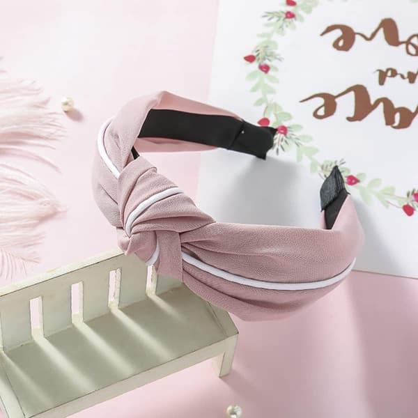 Hårband för damer, 3-pack, knutna hårband, breda elastiska hårband (grön, grå, rosa)