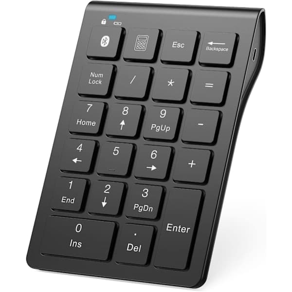Bluetooth numerisk tastatur – 22 taster, oppladbart, bærbart for økonomisk regnskap