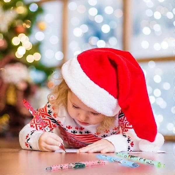 24-delars julpenna, julkulspetspenna, tecknad jultomte älg, set, julklapp adventskalender 2023