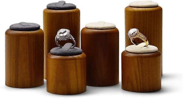 3-pack Massiv Trä Ringdisplay Elegant Ringförvaring Displayhållare för Sovrum, Butiker & Smyckesmonter