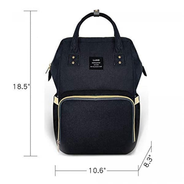 Herzberg HG-03190: Monitoiminen vaippa- ja pullolaukku äideille - musta