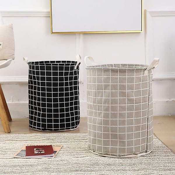 Stor tvättkorg Rund Smutsiga Kläder Fällbar Hink Förvaringsfat Organizer Gray 1pc