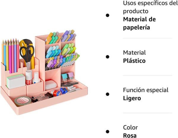 1 stk. lyserød penneholder i plast, multifunktionel blyantholder til lyserød