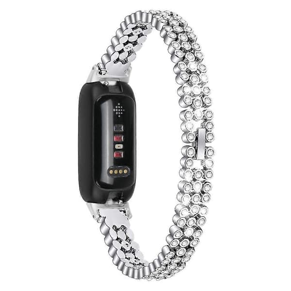 Til Fitbit Inspire 3 Rhinestone Decor Alloy Håndledsrem Erstatning Smartwatch Band Multicolor Style C