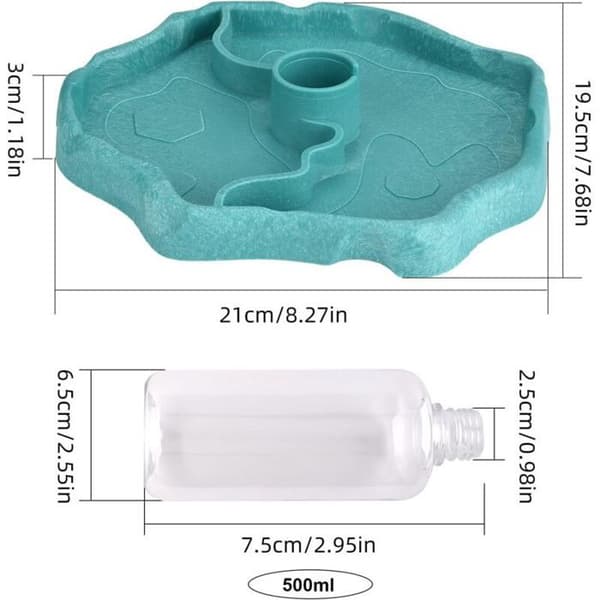 Krybdyr-vanddispenser, 2-i-1 spildsikker foderdispenser-skål, plastskål til landskildpadder