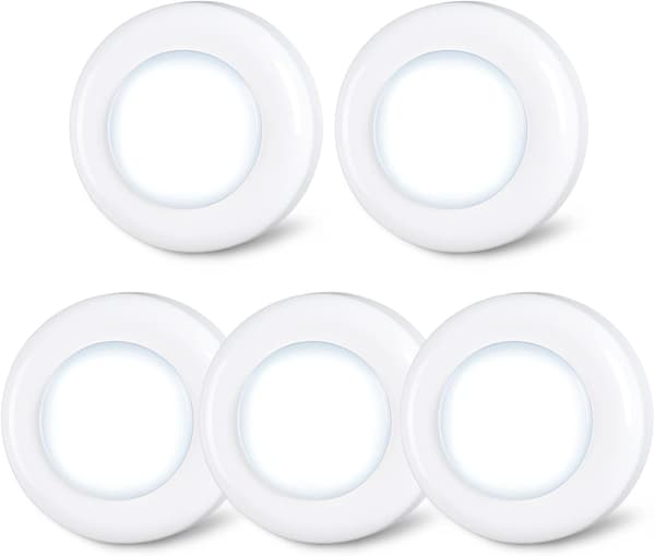 Tryklys Tryklys Mini Touch Tryk Spotlys Indendørs Bærbare LED Pucklys Batteridrevne til Under Skabe White