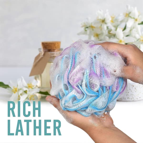 Loofah Exfolierande Badsvamp 60g/PC Extra Stor Duschpuff, Kroppspuff, Duschsvamp, Duschscrunchie Set om 4