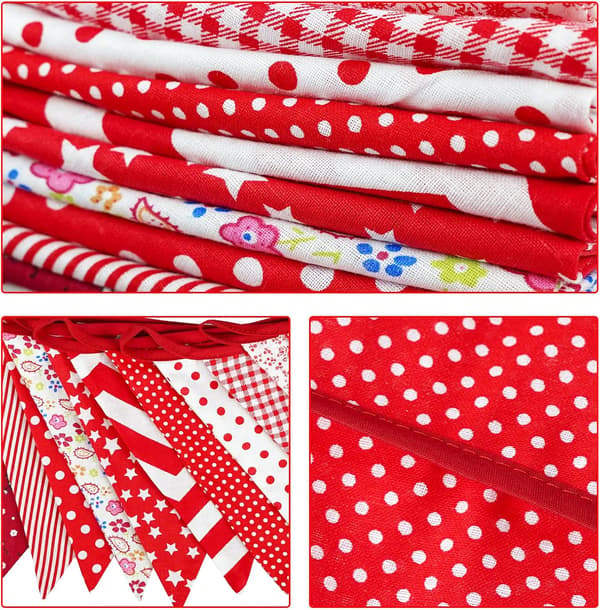 36 STK Blå Stoffvimpelbanner, 10M Dobbeltsidig Bomullsvimpel, Trekantflaggkrans, Blomstervimpel for Bryllupsbursdagsfester Red
