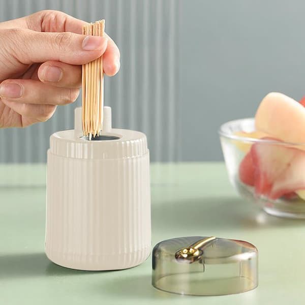 Tandpetardispenser - 1 enhet - Vit plast - Automatisk pop-up-utmatning - För köket
