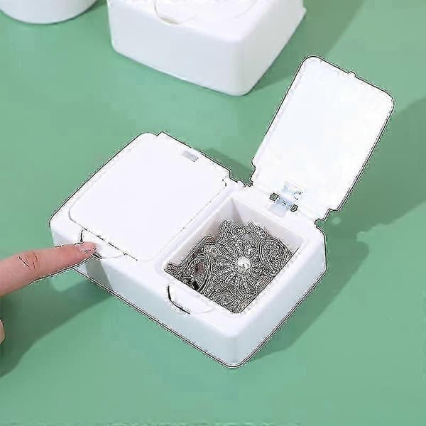 Skrivbords Mini Plast Förvaringslåda Bomullspinne Låda med Lock Dammtät Förvaringsrör