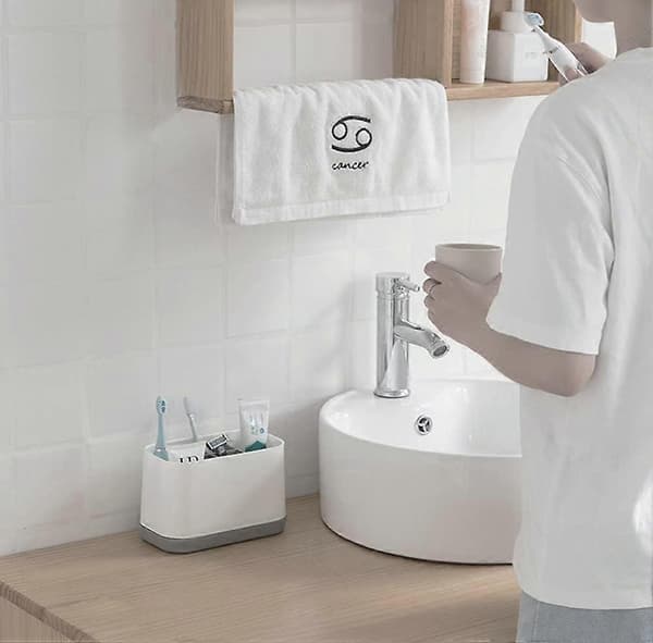 Tannbørsteholder for baderom, tannbørstecaddy, tannkremstativ, plast