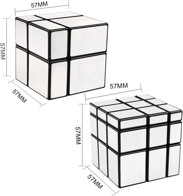 Shengshou Mirror Cube Speed Cube -setti, Magic Cube Puzzle Cube Mirror Blocks Bundle Epäsäännöllinen Speedcube Epätasainen 3D-palapelikubilelut hopea (2 kpl)