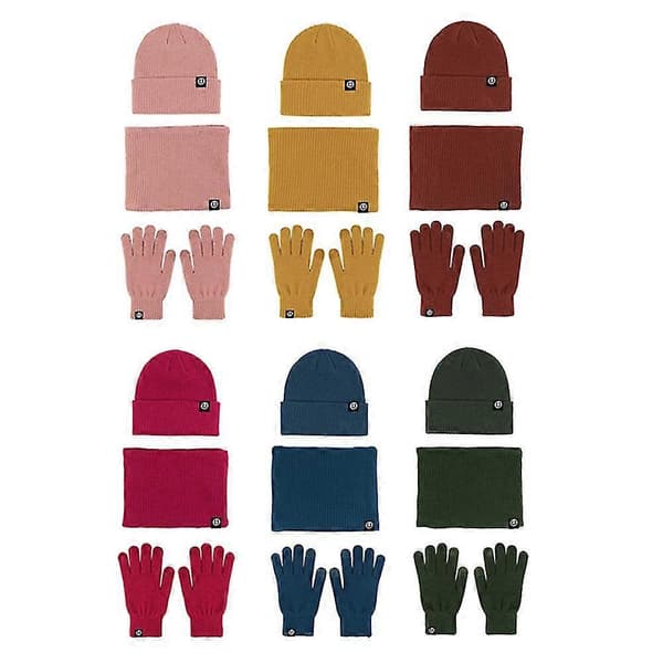 Vinterhue, halstørklæde, touchscreen-handsker sæt til mænd og kvinder, huehandsker black