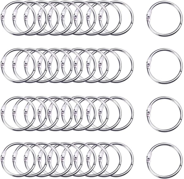 100 stk. ringbindsringe, løse bladbindsringe, bogringe, metalbindsringe til papirer, flashkort, indekskort, ringbind, kontor, skole 1.2 Inch/30mm