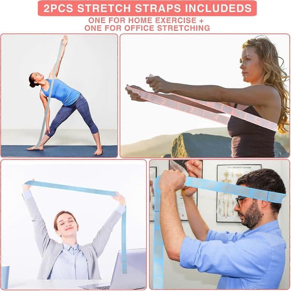Elastisk Yogarem med Öglor, Pilates Stretchband, Elastiska Träningsband, Bensträckningsrem, Stretchmotståndsband