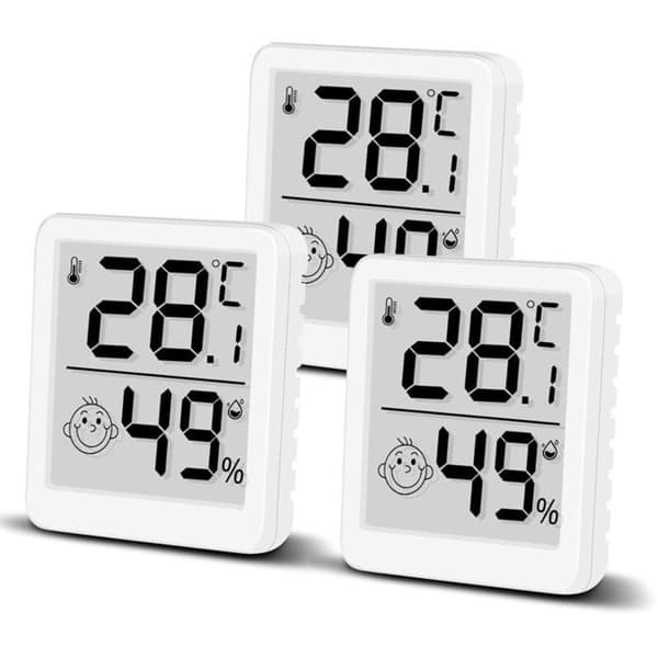 Sæt med 3 digitale termometre og hygrometre med smiley-ansigt og LCD-skærm til indendørs brug - Mini-hygrometer - Temperatursensor
