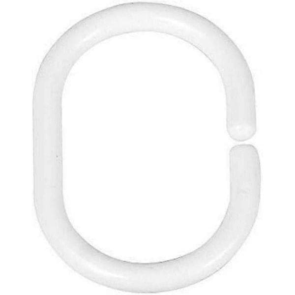 Bruseforhængsringe Sæt med 24 - Ovale, Plast, 3 X 4,5 Cm, Hvid