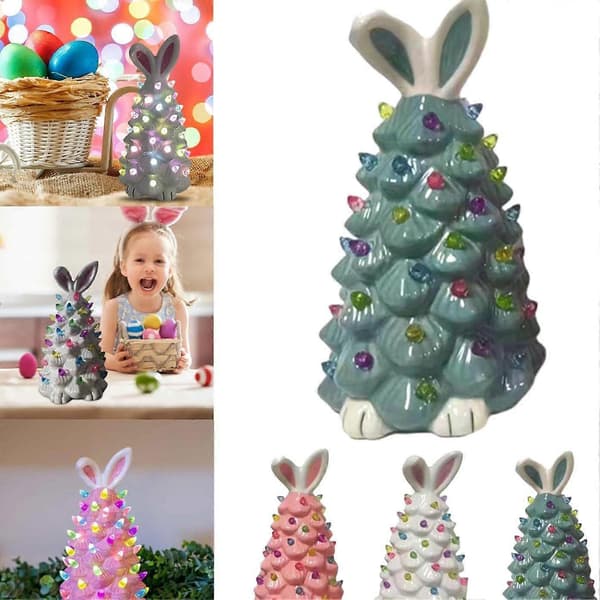 Påskeægstræ - Oplyst påskehare-topiary-harpikstræ Cyan