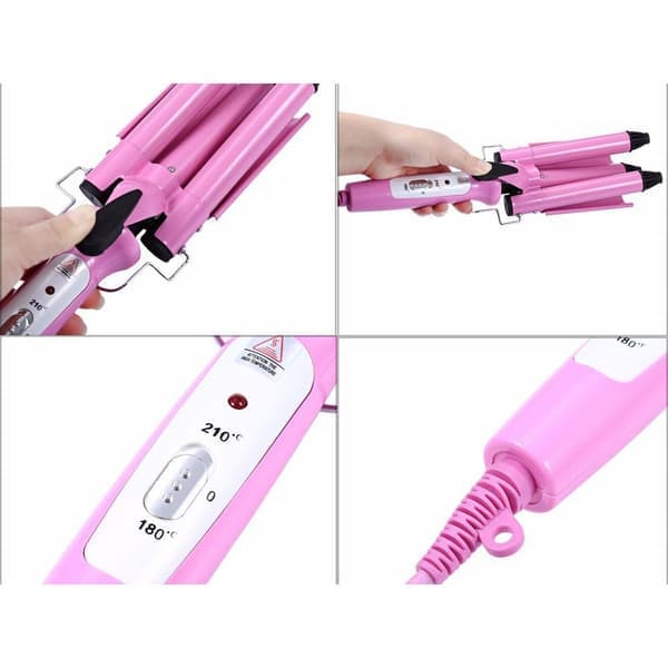 Krølltang - Keramisk med 3 Sylindere Rosa