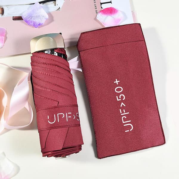 Bærbar Mini Paraply Sammenfoldelig Paraply Letvægts Kompakt Rejseparaply 5-fold Paraply Sol Fragrant Orange