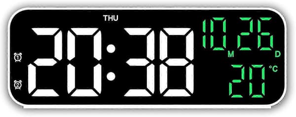 Digital vekkerklokke, LED-dimmende display vekkerklokke med strøm