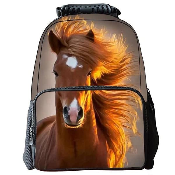 Kaxidy 3D hästtryck ryggsäck unisex skolryggsäck