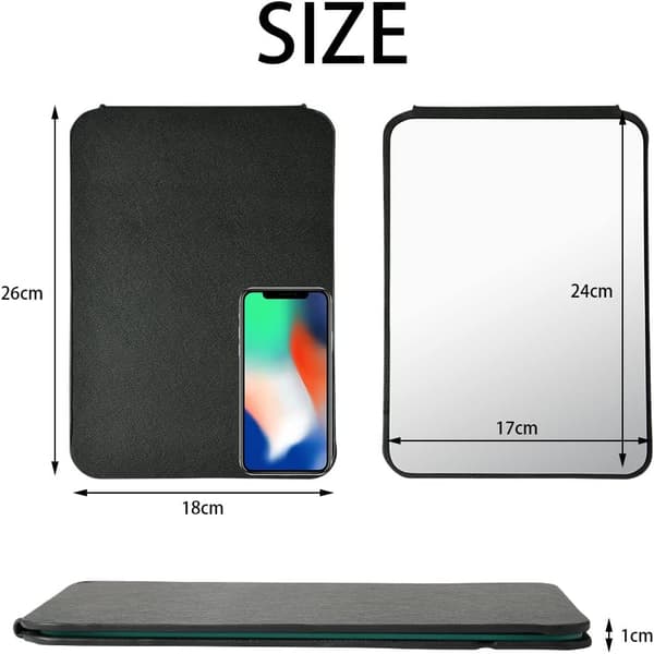 25,5*18 cm foldbart bordpladespejl med PU-læder makeupspejl, bærbart rejsespejl, foldbart spejl med stativ bærbart