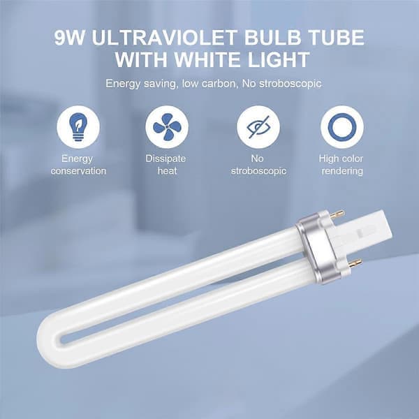9w UV-lampe pære rør gel neglekunst tørrer, sæt med 4