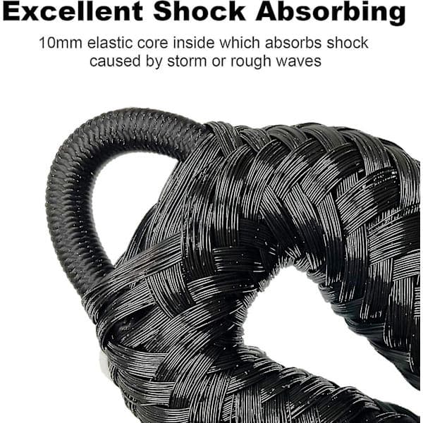 Bungee Dock Line med Krog, Sort Båd Fortøjningsline 1,2 meter 2-pak & Sort