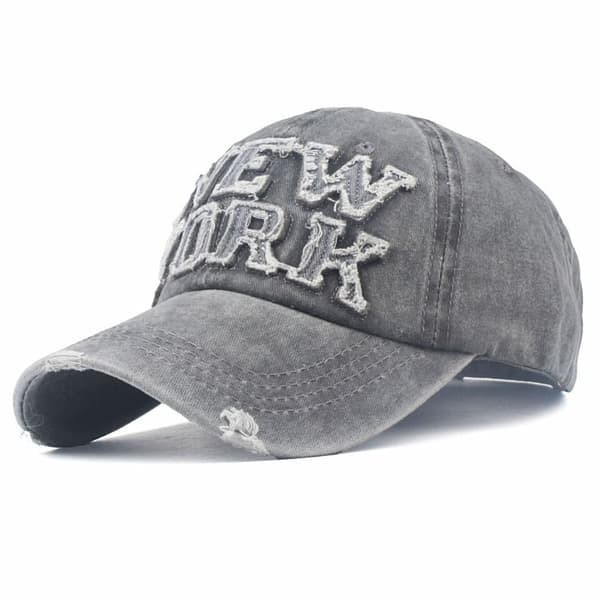 Broderte baseballcaps med slitte hull, falmede hatter GRÅ grå grey