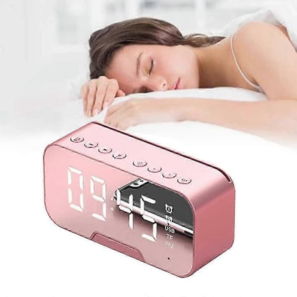 Bluetooth-högtalare, bärbar LED-spegel digital trådlös Bluetooth-högtalare väckarklocka multifunktion