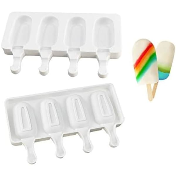 2-pack silikonformar för glass - 4 hål hemlagad oval glass