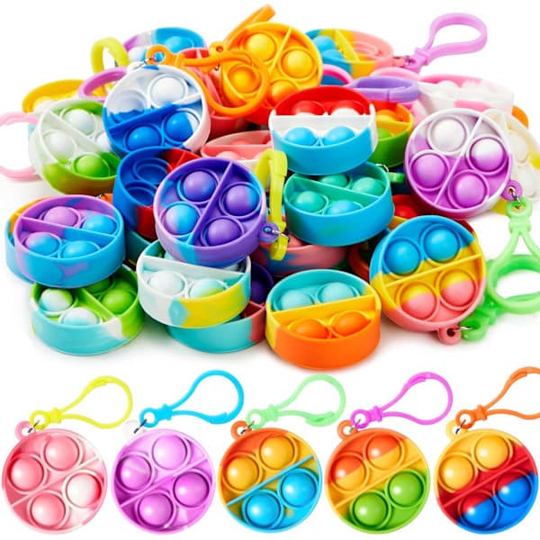 Fidget Pop it legetøjssæt – Nøglering pop fidget legetøj i bulk som festgaver til børn – Vælg form og mængde