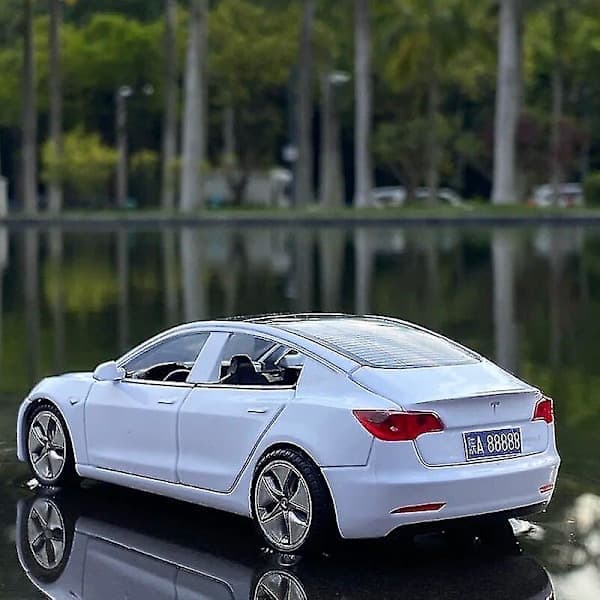 Tesla trykstøbt modelbil – 1:32 legering med lyd og lys til børnefødselsdagsgave – Vælg model og farve Model S Red