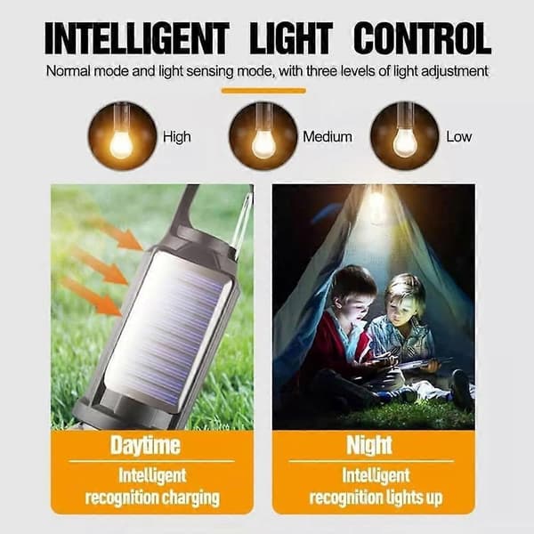 Solarteltlys USB Genopladelig LED Campinglanterne Udendørs A